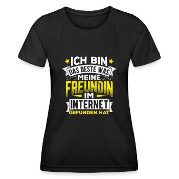 Internet Date Dating Fun Girlfriend Relationship Couple P - Women's Functional T-Shirt - black - Front - AI Model Female 172 light (172cm)
