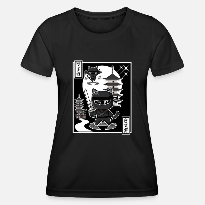 Ninja Cat - Women's Functional T-Shirt - black