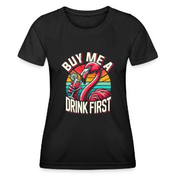 Pink flamingo drink summer bartender cocktail - Women's Functional T-Shirt - black - Front - AI Model Female 172 light (172cm)