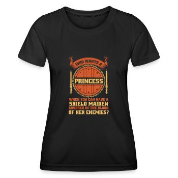 Qui veut une princesse quand on est une vierge de bouclier - T-shirt sport Femme - noir - Devant - AI Model Female 172 light (172cm)