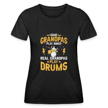 Certains grands-pères jouent au bingo Les vrais grands-pères jouent de la batterie - T-shirt sport Femme - noir - Devant - AI Model Female 172 light (172cm)
