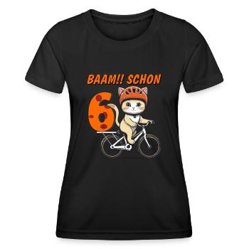 CAT BIKE BAAM!! ALREADY SIX - Women's Functional T-Shirt - black - Front - AI Model Female 172 light (172cm)
