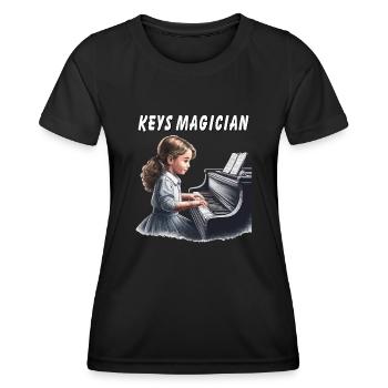PIANO KEYS MAGICIAN - Frauen Funktions-T-Shirt - Schwarz - Vorne - AI Model Female 172 light (172cm)
