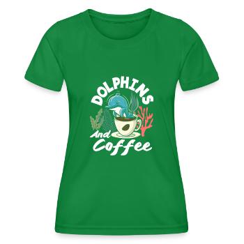 Delfine Und Kaffee Lieben - Frauen Funktions-T-Shirt - Kelly Green - Vorne - AI Model Female 172 dark (172cm)