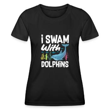 Ich Schwamm Mit Delfinen - Frauen Funktions-T-Shirt - Schwarz - Vorne - AI Model Female 172 light (172cm)