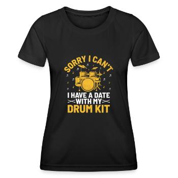 Sorry I Can't I Have A Date With My Drum Kit Drumm - Frauen Funktions-T-Shirt - Schwarz - Vorne - AI Model Female 172 light (172cm)