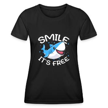Smile It's Free Sharks Great White - Frauen Funktions-T-Shirt - Schwarz - Vorne - AI Model Female 172 light (172cm)