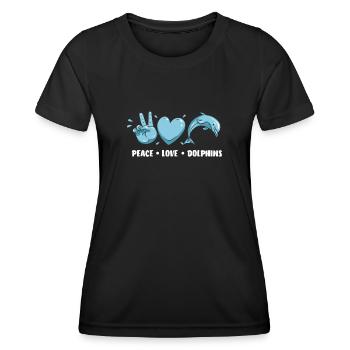 Tranquillité Chers Dauphins - T-shirt sport Femme - noir - Devant - AI Model Female 172 light (172cm)