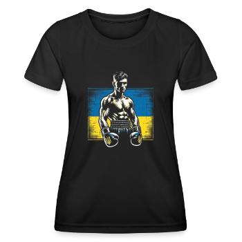 Boxer ukrainien – Vintage Box Flag Ukraine - T-shirt sport Femme - noir - Devant - AI Model Female 172 light (172cm)