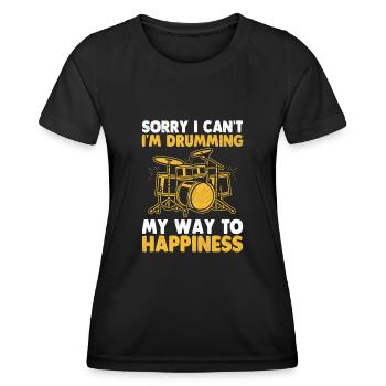 Désolé, je ne peux pas, je tambourine mon chemin vers le bonheur Dru - T-shirt sport Femme - noir - Devant - AI Model Female 172 light (172cm)