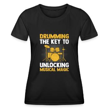 Tambouriner est la clé pour débloquer le tambour magique musical D - T-shirt sport Femme - noir - Devant - AI Model Female 172 light (172cm)