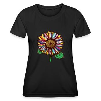 LGBTQ sunflower rainbow flags Diversity Human Righ - Women's Functional T-Shirt - black - Front - AI Model Female 172 light (172cm)