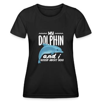 Mein Delfin Und Ich Tratschen Über Dich - Frauen Funktions-T-Shirt - Schwarz - Vorne - AI Model Female 172 light (172cm)