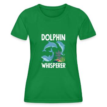 Dolphin Whisperer Lover Dolphins - Women's Functional T-Shirt - kelly green - Front - AI Model Female 172 dark (172cm)