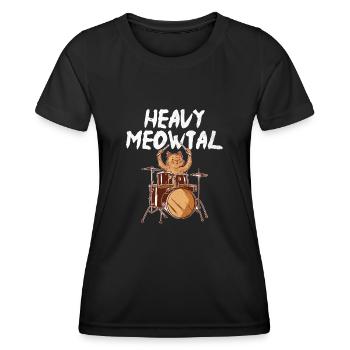 Heavy Meowtal tambour tambour batteur amoureux des chats - T-shirt sport Femme - noir - Devant - AI Model Female 172 light (172cm)