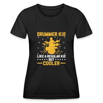 Drummer Kid comme un enfant normal mais plus cool Drum Dru - T-shirt sport Femme - noir - Devant - AI Model Female 172 light (172cm)