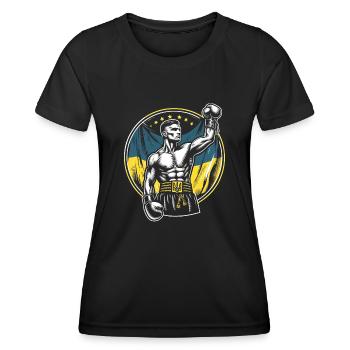 Boxeur ukrainien Boxeur patriotique - T-shirt sport Femme - noir - Devant - AI Model Female 172 light (172cm)
