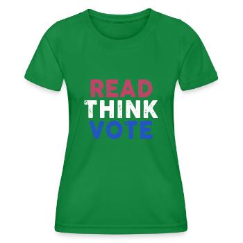 Read Think Vote - Frauen Funktions-T-Shirt - Kelly Green - Vorne - AI Model Female 172 dark (172cm)