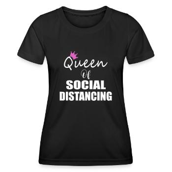 Queen of Social Distancing Social Distance - Frauen Funktions-T-Shirt - Schwarz - Vorne - AI Model Female 172 light (172cm)
