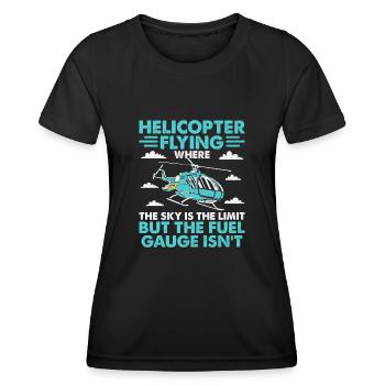 Helicopter Flying Where The Sky Is The Limit Pilot - Women's Functional T-Shirt - black - Front - AI Model Female 172 light (172cm)