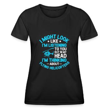 Toi Mais dans ma tête, je pense à Flying Helic - T-shirt sport Femme - noir - Devant - AI Model Female 172 light (172cm)