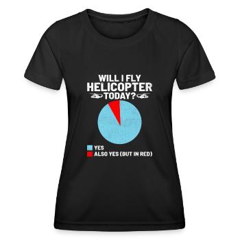 Vais-je piloter un hélicoptère aujourd’hui hélicoptères Aviator Pi - T-shirt sport Femme - noir - Devant - AI Model Female 172 light (172cm)