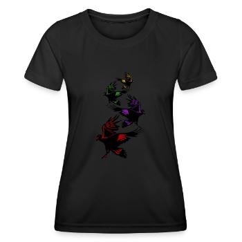Crows Raven Tree Ravens Flying Crow - Frauen Funktions-T-Shirt - Schwarz - Vorne - AI Model Female 172 light (172cm)