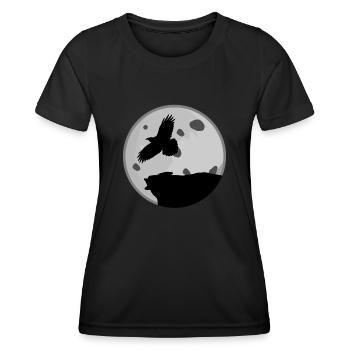 Raven with Moon Ravens Crow Crows - Frauen Funktions-T-Shirt - Schwarz - Vorne - AI Model Female 172 light (172cm)