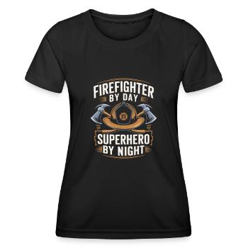 Feuerwehrmann - Frauen Funktions-T-Shirt - Schwarz - Vorne - AI Model Female 172 light (172cm)