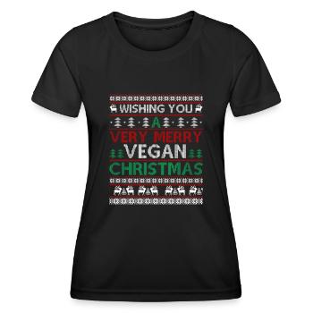 Wishing You A Very Merry Vegan Christmas - Women's Functional T-Shirt - black - Front - AI Model Female 172 light (172cm)