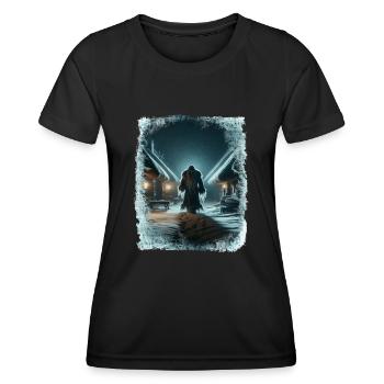 Väterchen Frost spaziert durch das eisige Dorf - Frauen Funktions-T-Shirt - Schwarz - Vorne - AI Model Female 172 light (172cm)