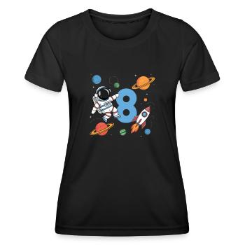8. Geburtstag Jungen 8 Jahre Astronaut Geburtstag - Frauen Funktions-T-Shirt - Schwarz - Vorne - AI Model Female 172 light (172cm)