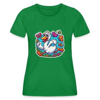 Silly Goose scares away the butterflies - Women's Functional T-Shirt - kelly green - Front - AI Model Female 172 dark (172cm)