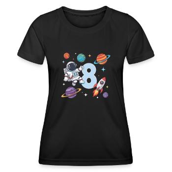 8. Geburtstag Jungen 8 Jahre Astronaut Geburtstag - Frauen Funktions-T-Shirt - Schwarz - Vorne - AI Model Female 172 light (172cm)