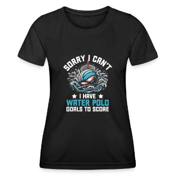 Désolé, je ne peux pas, j’ai des buts de water-polo pour marquer des buts - T-shirt sport Femme - noir - Devant - AI Model Female 172 light (172cm)