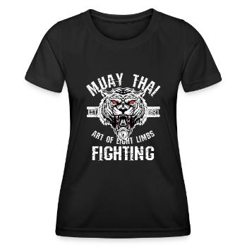 Muay Thai MMA Thailand Kampfkunst Acht Gliedmaßen - Frauen Funktions-T-Shirt - Schwarz - Vorne - AI Model Female 172 light (172cm)