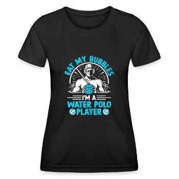 Eat My Bubbles Ich bin ein Wasserballspieler Aquatic Pol - Frauen Funktions-T-Shirt - Schwarz - Vorne - AI Model Female 172 light (172cm)