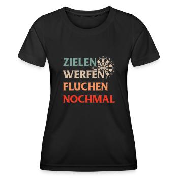 Dart Gift Dartboard Darts Player Bullseye - Women's Functional T-Shirt - black - Front - AI Model Female 172 light (172cm)