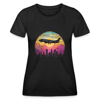 Meine Erste Flugreise Erstes Mal Fliegen - Frauen Funktions-T-Shirt - Schwarz - Vorne - AI Model Female 172 light (172cm)