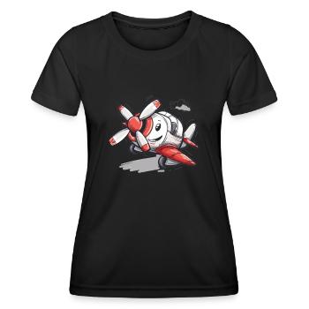 Meine Erste Flugreise Erstes Mal Fliegen - Frauen Funktions-T-Shirt - Schwarz - Vorne - AI Model Female 172 light (172cm)