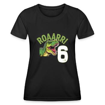 6. Geburtstag 6 Jahre Dino Dinosaurier Fan - Frauen Funktions-T-Shirt - Schwarz - Vorne - AI Model Female 172 light (172cm)