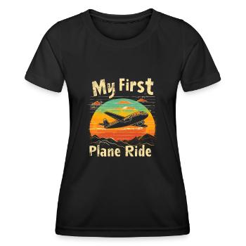 Meine Erste Flugreise Erstes Mal Fliegen - Frauen Funktions-T-Shirt - Schwarz - Vorne - AI Model Female 172 light (172cm)