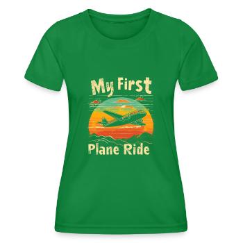 My First Flight First Time Flying - Women's Functional T-Shirt - kelly green - Front - AI Model Female 172 dark (172cm)
