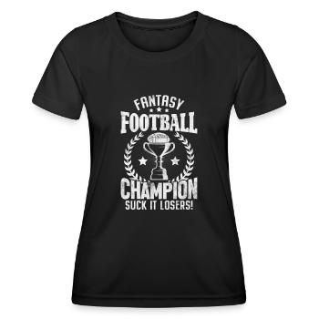 Fantasy Football Champion Funny FFL Commish Draft - T-shirt sport Femme - noir - Devant - AI Model Female 172 light (172cm)