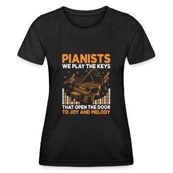 Pianisten Wir spielen Die Tasten, die das Türklavier öffnen - Frauen Funktions-T-Shirt - Schwarz - Vorne - AI Model Female 172 light (172cm)