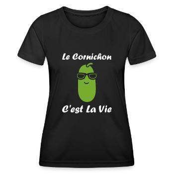 Humour cornichon - T-shirt sport Femme - noir - Devant - AI Model Female 172 light (172cm)