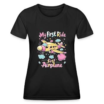 My First Flight First Time Flying - Women's Functional T-Shirt - black - Front - AI Model Female 172 light (172cm)
