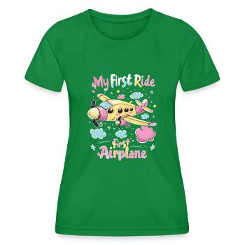 My First Flight First Time Flying - Women's Functional T-Shirt - kelly green - Front - AI Model Female 172 dark (172cm)
