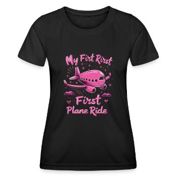 My First Flight First Time Flying - Women's Functional T-Shirt - black - Front - AI Model Female 172 light (172cm)
