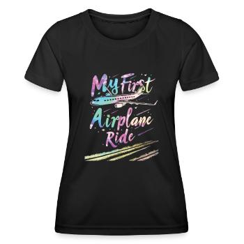 Meine Erste Flugreise Erstes Mal Fliegen - Frauen Funktions-T-Shirt - Schwarz - Vorne - AI Model Female 172 light (172cm)